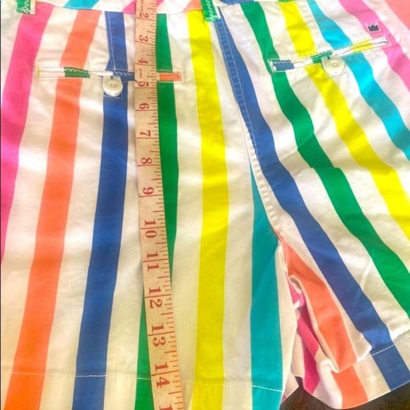 CROWN & IVY Rainbow Striped 
 5 Inch Inseam Caroline Shorts Sz 8 - Picture 6 of 9